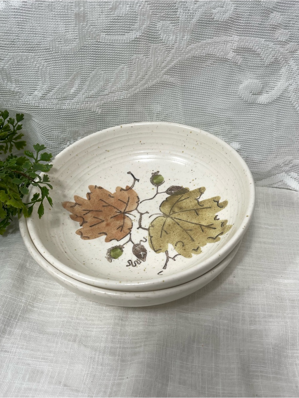 Metlox Poppytrail Pottery Woodland Gold Bowls vintage Set Of 2 Fall Leaves